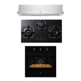 (Bundle) Electrolux EGT7836CKPC (PUB) Gas Hob (78cm) + ECP9541X Extractor Hood (90cm) + KOHLH00KA Built-in Oven (68L)